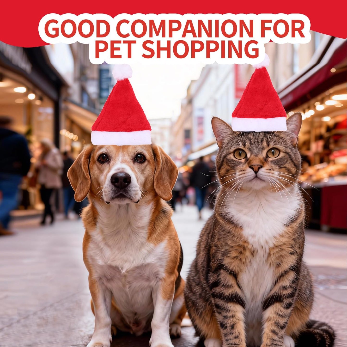 Dog Cat Pet Santa Hat Christmas Santa Claus 4 Pcs Pet Christmas Hats 5.5"X7.8" Dog Costume for Puppy Kitten Small Cats Dogs Pets