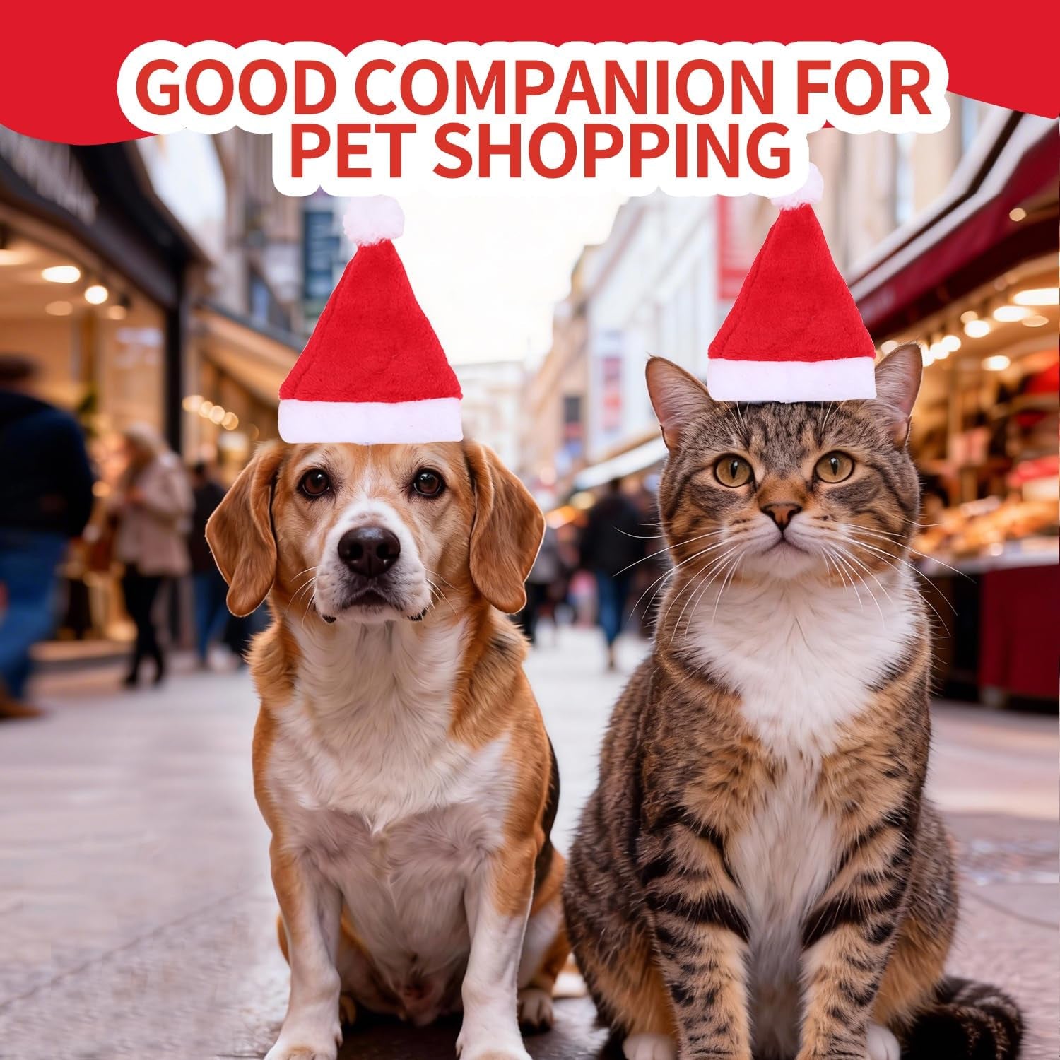 Dog Cat Pet Santa Hat Christmas Santa Claus 4 Pcs Pet Christmas Hats 5.5"X7.8" Dog Costume for Puppy Kitten Small Cats Dogs Pets