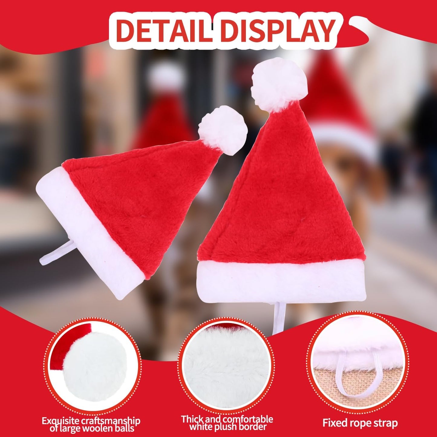 Dog Cat Pet Santa Hat Christmas Santa Claus 4 Pcs Pet Christmas Hats 5.5"X7.8" Dog Costume for Puppy Kitten Small Cats Dogs Pets
