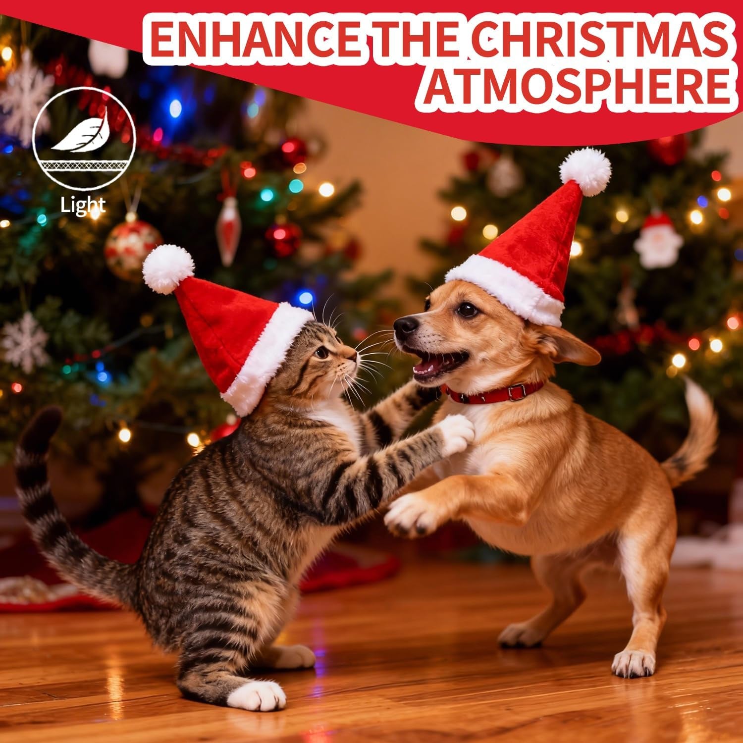 Dog Cat Pet Santa Hat Christmas Santa Claus 4 Pcs Pet Christmas Hats 5.5"X7.8" Dog Costume for Puppy Kitten Small Cats Dogs Pets